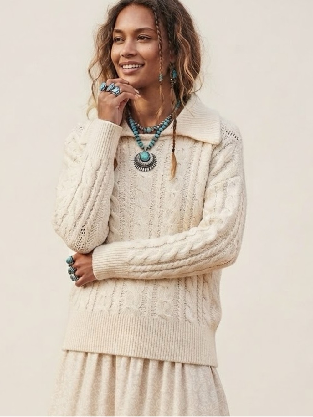 Free People Laurel Cable Knit Sweater Size XS